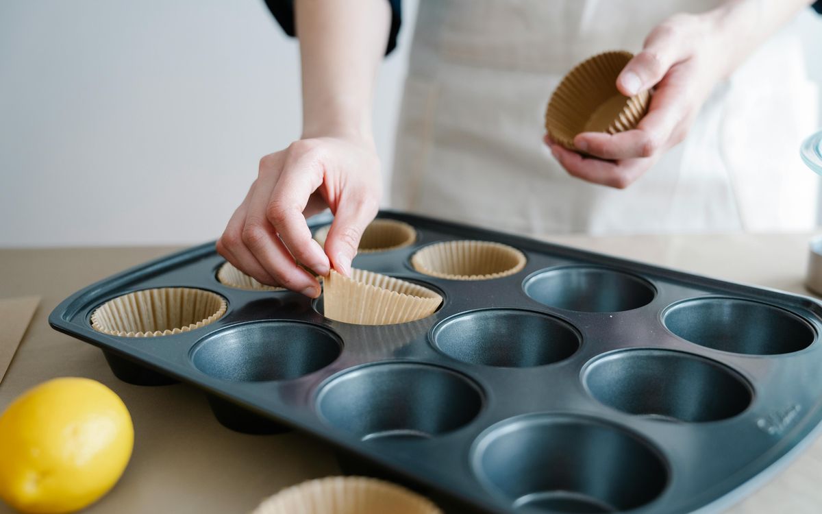 An empty muffin tin ready for batter