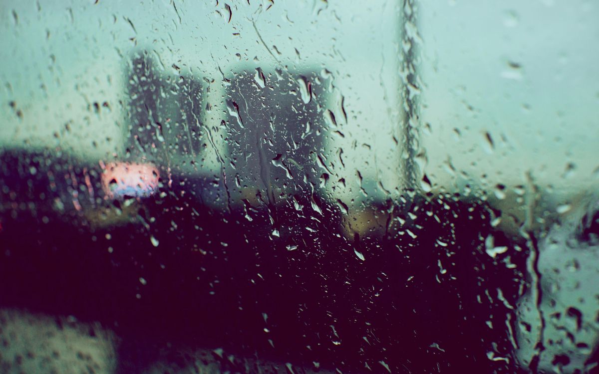 A rainy window at night