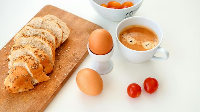 A healthy breakfast spread with eggs and butter
